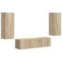  TV benksett Veggmontert 2 pcs Sonoma eik Konstruert tre