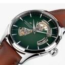 Hamilton Herreklokke H32705560 Jazzmaster Open Heart Auto Grønn/Lær