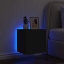  Vegghengt TV-benk med LED svart 40,5x35x40 cm 837248