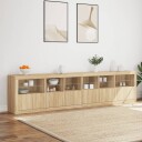 vidaXL Skjenk med LED-lys sonoma eik 283x37x67 cm