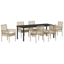  7-delt hagediningssett med puter beige poly rotting
