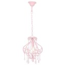 Taklampe med perler rund E14 - rosa