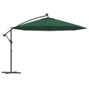 vidaXL Hengeparasoll med LED-lys og metallstang 350 cm grønn