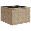 vidaXL Hagebord med glassplate beige 55x55x37 cm polyrotting