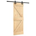  Skyvedør Naturlig og svart 70 x 210 cm Massiv Furu Tre
