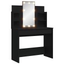  Sminkebord med LED svart 96x40x142 cm 8721012045163