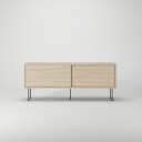 Decotique Vogue Mediabenk med Ben 136 cm White Pigmented Oak / Svart