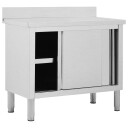 Arbeidsbenk med skyvedører 100x50x(95-97) cm rustfritt stål