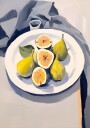 Fresh Figs on Plate Minimalist Still Life Plakat Plakat / 100x150cm