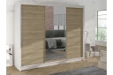 Cyria Garderobe med Speil 200x215 cm - Brun/Hvit