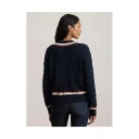 Lauren Ralph Lauren Cable Knit Cotton Cricket Sweater   Navy   XL