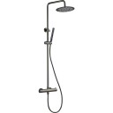 Zen Sanitary dusjsett, sort krom black chrome Ø25 cm