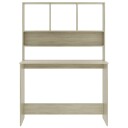 vidaXL Skrivebord med hyller sonoma eik 110x45x157 cm sponplate