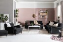 Howard Riviera Sofagruppe Svingt 3 seters + 2 seters Sofa + Lenestol + Fotskammel i Fløyel Svart