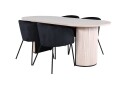 Venture Design Bianca & Berit spisegruppe Svart/natur 4 stoler & bord 200 x 90 cm