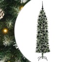  Kunstig Slankt Jule Tre med 300 LED Grønn og hvit 180 cm