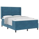 Box Spring Seng med Madrass Mørk Blå 160x200 cm Fløyel