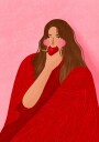 Cozy Woman Apple Plakat / 21x30