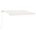 vidaXL Automatisk markise med vindsensor og LED 450x300 cm kremhvit