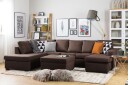 Crazy 5 seters Venstrevendt U formet Sofa med Divan og Sjeselong i Stoff   Brun