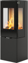 Rais Nexo 120 svart vedovn med sideglass og glassdør
