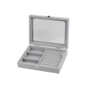 Herzberg Home & Living Herzberg HG 05330: Fløyelssmykkeholder med glasslokk 3 gitter + 7 ringspor
