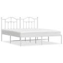 vidaXL Sengeramme i metall med sengegavl hvit 160x200 cm