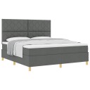  Box Spring Seng med Madrass Mørkegrå Super King Stoff