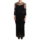 Dolce & Gabbana Svart ren blomsterblonder krystall maxi kjole Svart M