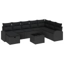 vidaXL Sofa sett 9 stk. Svart polyrotting