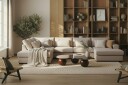 Grande 5 seters U Sofa med Divan Høyre   Beige Fløyel