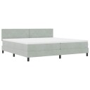  Box Spring Seng med Madras & LED Lyskilde Lys Grå 200x200 cm Fløyel