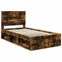  Sengestamme med hodegjerde Røkt eik 100 x 200 cm Massiv furu