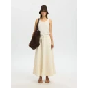 Selected Slftenna Hw Long Denim Skirt   Cream   36