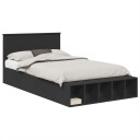 vidaXL Sengestamme med hylle Svart 120 x 190 cm Konstruert tre