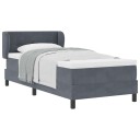  Box Spring seng med madrass mørk grå 90x190 cm fløyel