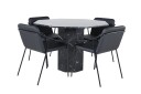Venture Home Marbs Spisegruppe 110 cm Rund med 4 Tvista Stoler Sort