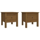 vidaXL Sidebord 2 stk honningbrun 40x40x39 cm heltre furu