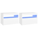 vidaXL Nattbord med LED-lys 2 stk hvit 60x35x40 cm konstruert tre