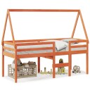  Høyseng med tak voksbrun 75x190 cm heltre furu 8721102670015