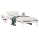  Sengeramme med nattbord Hvit 90 x 200 cm Heltre furu