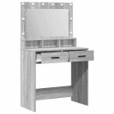  Sminkebord med LED lamper Grå Sonoma 79x41x135 cm