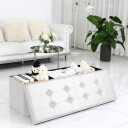 Benk 115x38x38cm med hengslet lokk - hvit