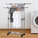 Herzberg HG 03251: Justerbar dobbel stang rullende klesstativ