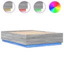  Sengeramme med LED-lys grå sonoma 160x200 cm konstruert tre 8721012273375