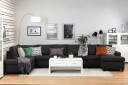 Crazy 6 seters Venstrevendt U formet XX Large Sofa med Divan og Sjeselong i Stoff   Antrasitt