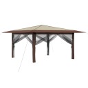 vidaXL Gazebo med 4 sidevegger 4 x 4 m Krem og brun