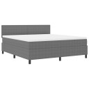  Box Spring Seng med Madrass & LED Lys Grå Super King Corduroy Stoff