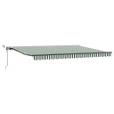 Automatisk Uttrekkbar Markise med LED Grønn og Hvit 450x350 cm  Markiseduk til 4,5x3,5 m Ramme Grønn og Hvit