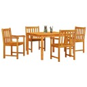  Hage Spisegruppe Høydejusterbar 5 pcs Brun Massivt akasietre